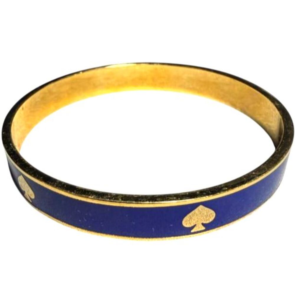 Kate Spade New York Heritage Spade Bangle Cobalt Blue Enamel Logo Gold Plated